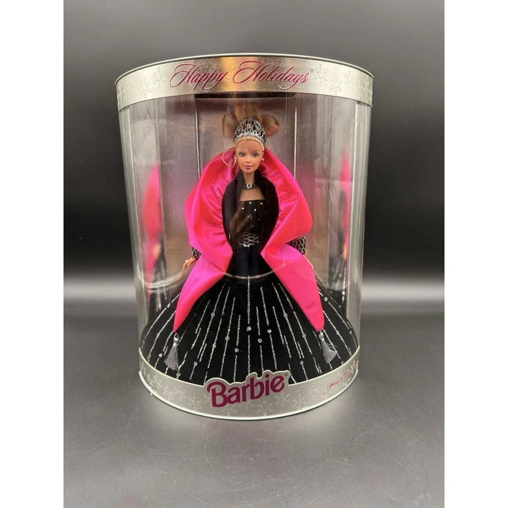 1998 Happy Holidays Barbie Doll Black Gown NEW Box Wear Doll Stand Included